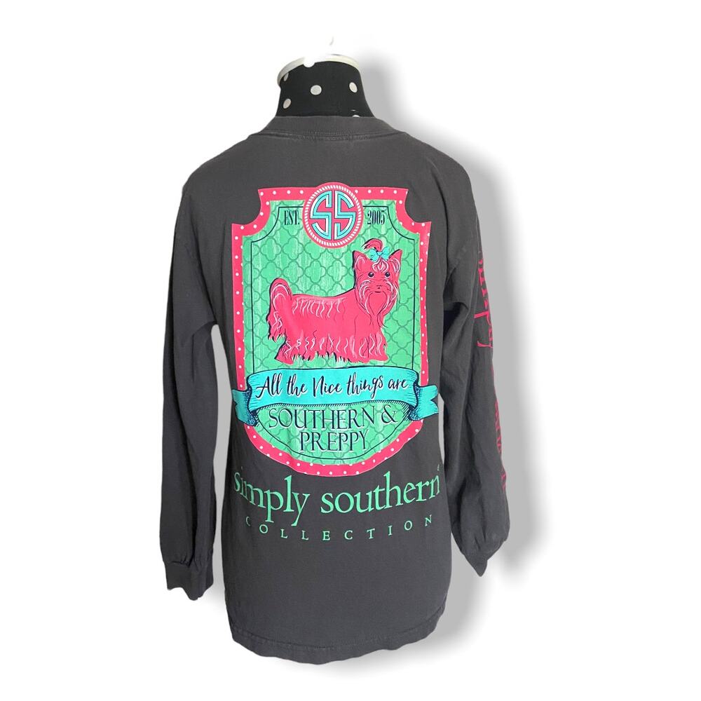 Simply Southern Womens Shirt Small All the Nice Things Are Southern & Preppy Dog